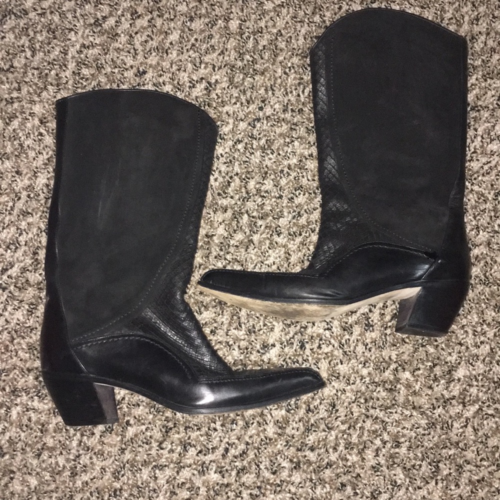 Via Spiga Black Cowboy Boots